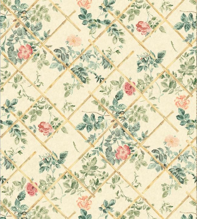 Rose Trellis Wallpaper - Cream/pink - Madeaux - W2300 - 01 - Premier Wallcovering