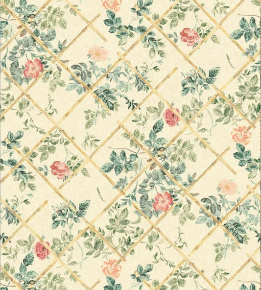 Rose Trellis Wallpaper - Cream/pink - Madeaux - W2300 - 01 - Premier Wallcovering