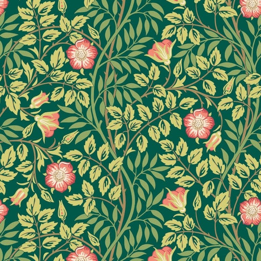 Rosehip Trail Wallpaper - Forest Green - Hoopla Walls - HWA1096W - Premier Wallcovering