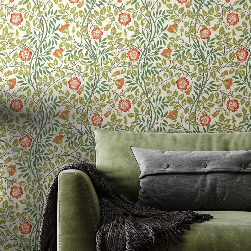 Rosehip Trail Wallpaper - Coral Pink - Hoopla Walls - HWA1098W - Premier Wallcovering