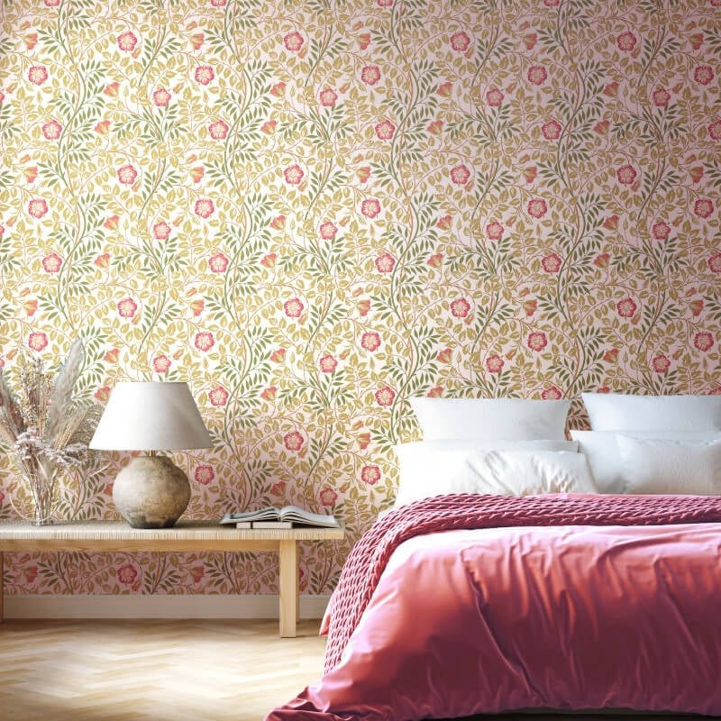Rosehip Trail Wallpaper - Rose Pink - Hoopla Walls - HWA1099W - Premier Wallcovering