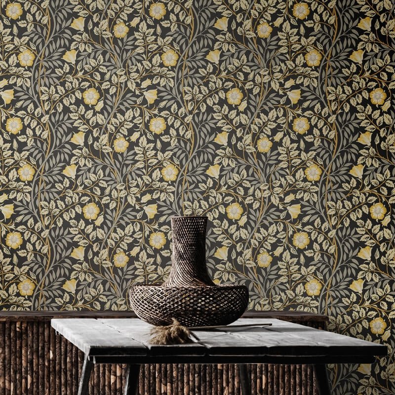 Rosehip Trail Wallpaper - Chalkboard - Hoopla Walls - HWA1094W - Premier Wallcovering
