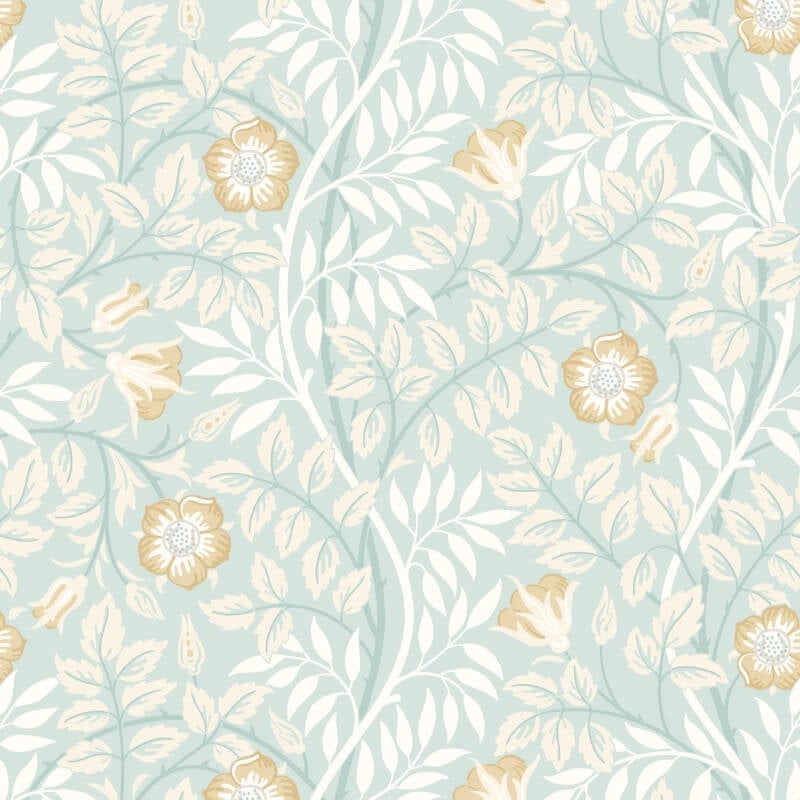 Rosehip Trail Wallpaper - Seafoam - Hoopla Walls - HWA1091W - Premier Wallcovering