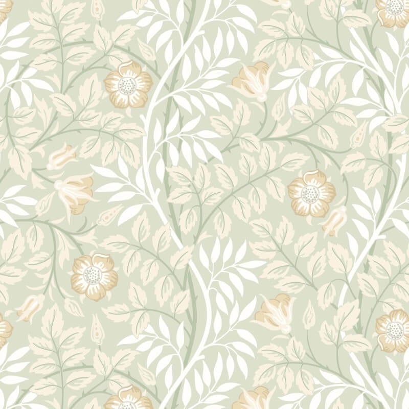 Rosehip Trail Wallpaper - Sage Green - Hoopla Walls - HWA1092W - Premier Wallcovering