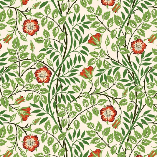 Morris Collections - 1190 - Rosehip Wallpaper - Leaf Light Green - Premier Wallcovering