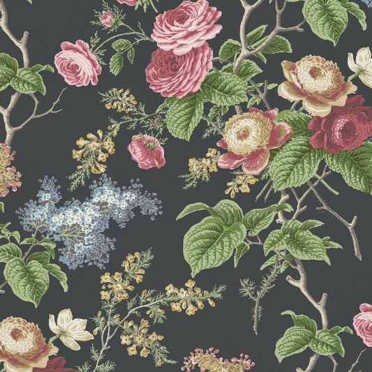 Rosemoore Wallpaper - Black - Warner House - Premier Wallcovering