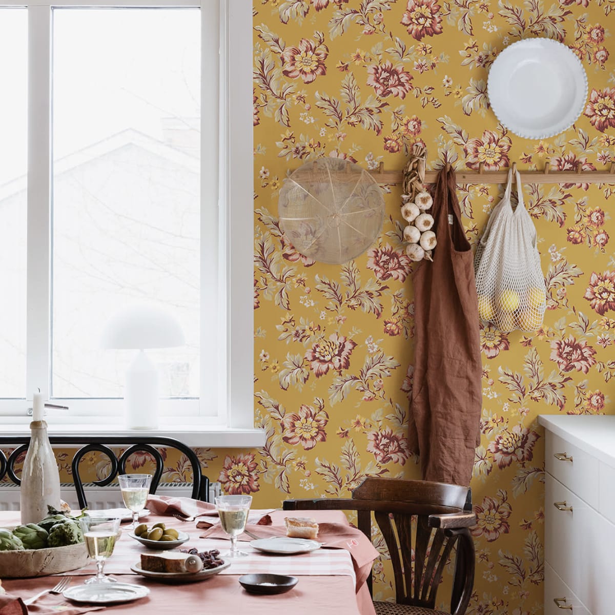 Rosenholm Wallpaper - Yellow - Sandberg - S10414 - Premier Wallcovering