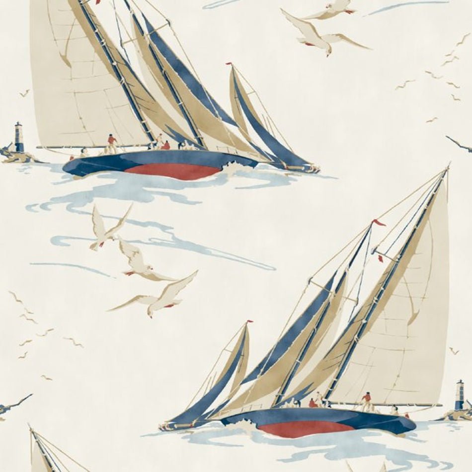 Round The Island Wallpaper - Red / Blue - Mulberry Home - FG094/V110 - Premier Wallcovering