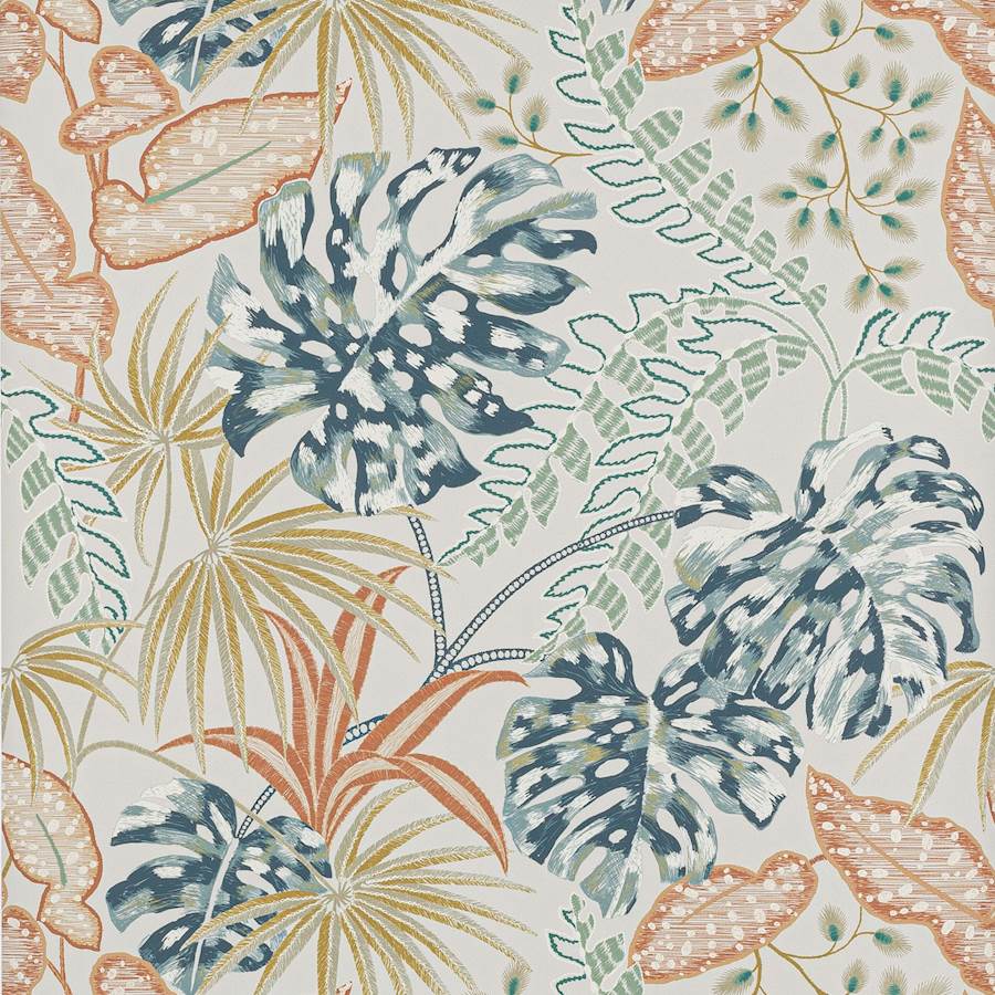 Rousseau Wallpaper - Indigo/Copper - J184W - 04 - Jane Churchill - Premier Wallcovering