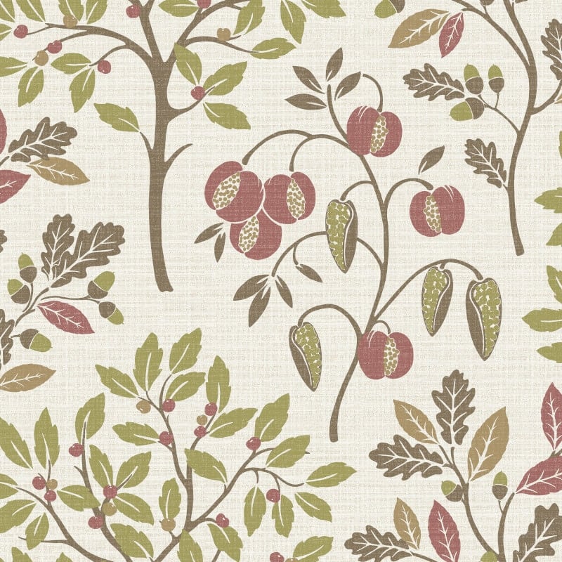 Rowan Autumn Trees Metallic Wallpaper - Olive - Crown - M1762 - Premier Wallcovering