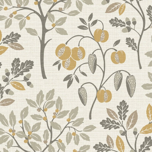 Rowan Autumn Trees Metallic Wallpaper - Natural - Crown - M1760 - Premier Wallcovering