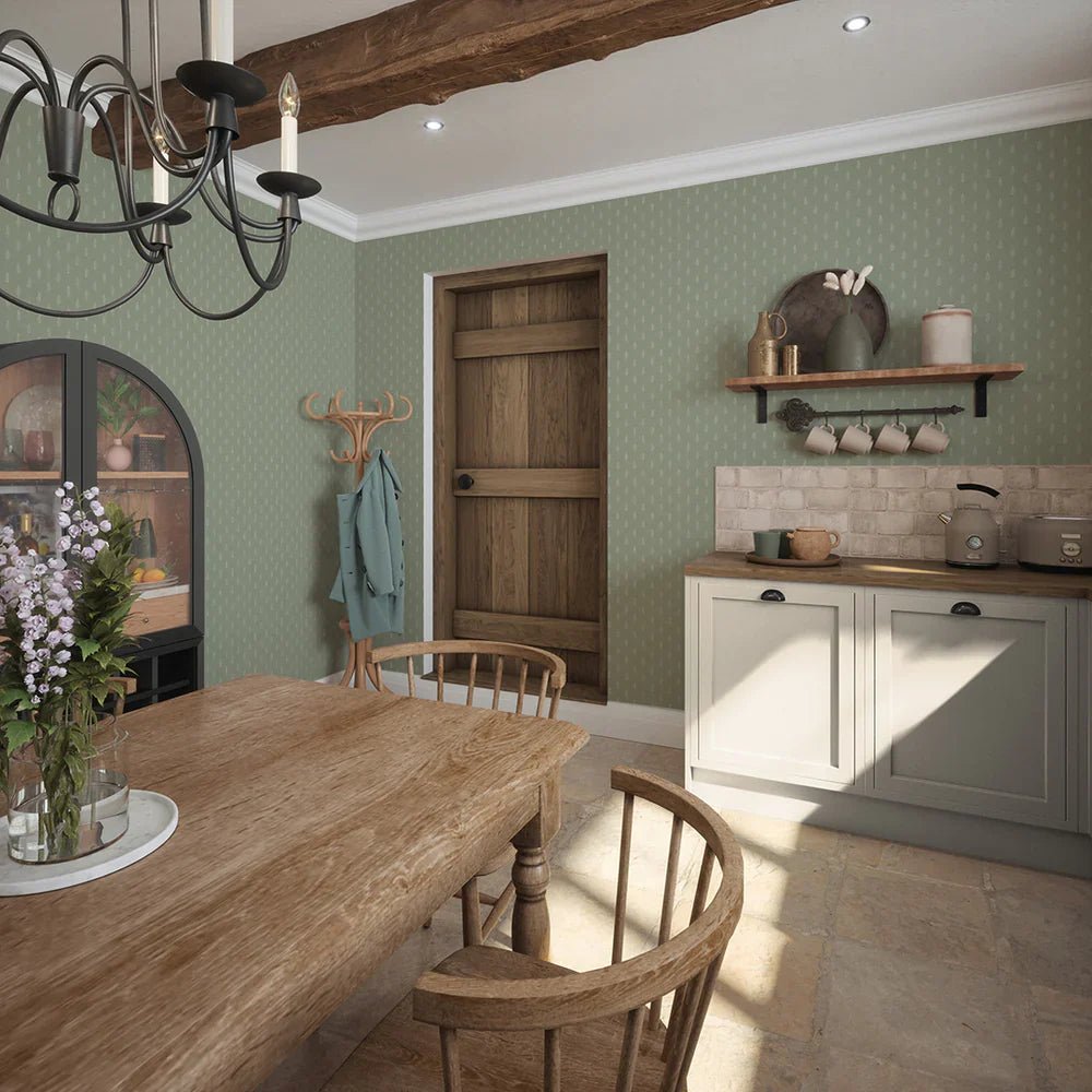 Rowan Wallpaper - Pistachio Green - LAN100146 - Lucie Annabel - Premier Wallcovering