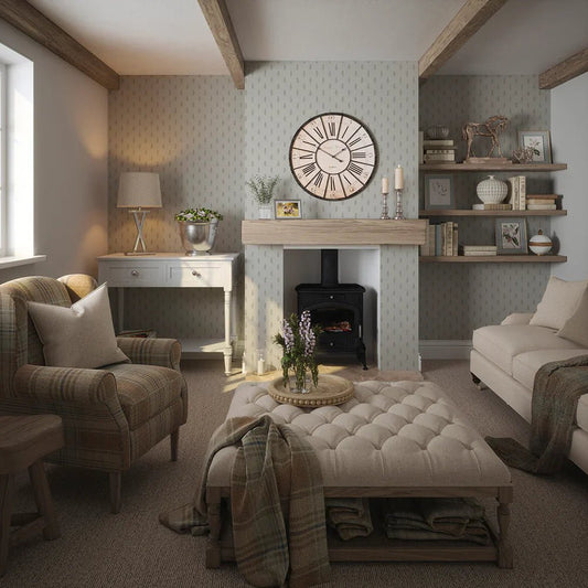 Rowan Wallpaper - Natural - LAN100143 - Lucie Annabel - Premier Wallcovering