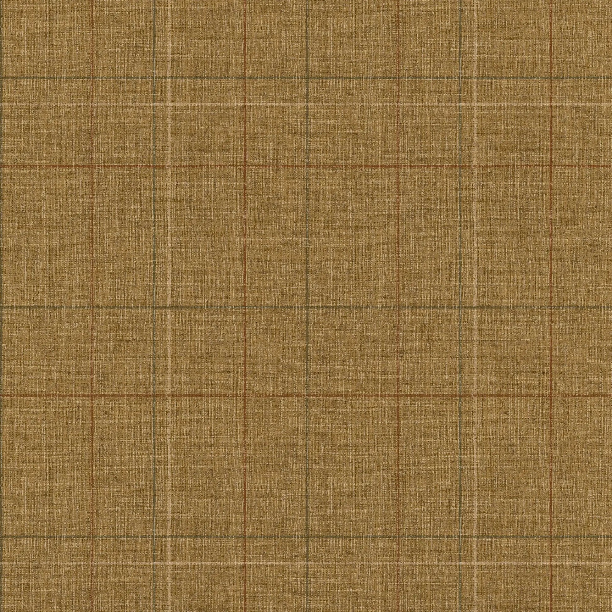 Royal Check Wallpaper - Toasted Caramel, Hazelnut and Green - Lucie Annabel - LAN100466 - Premier Wallcovering