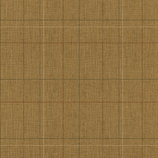 Royal Check Wallpaper - Toasted Caramel, Hazelnut and Green - Lucie Annabel - LAN100466 - Premier Wallcovering