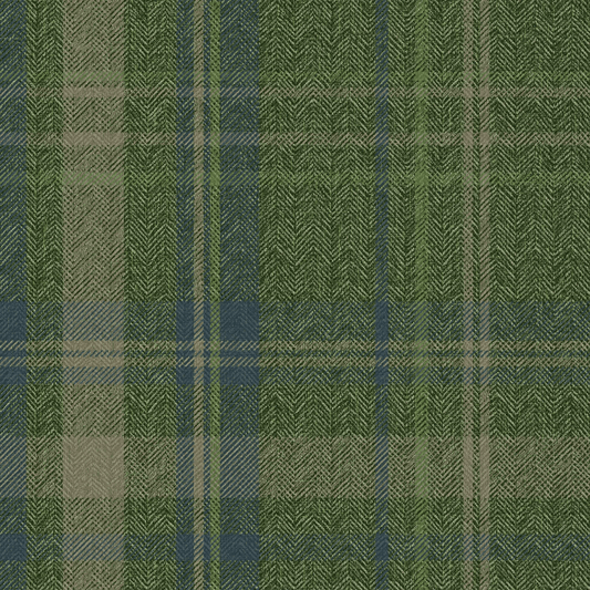 Royal Herringbone Tartan Wallpaper - Green, Navy and Lime - Lucie Annabel - LAN100461 - Premier Wallcovering