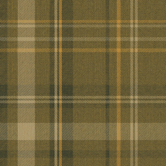 Royal Herringbone Tartan Wallpaper - Rich Olive, Ochre and Mustard - Lucie Annabel - LAN100464 - Premier Wallcovering