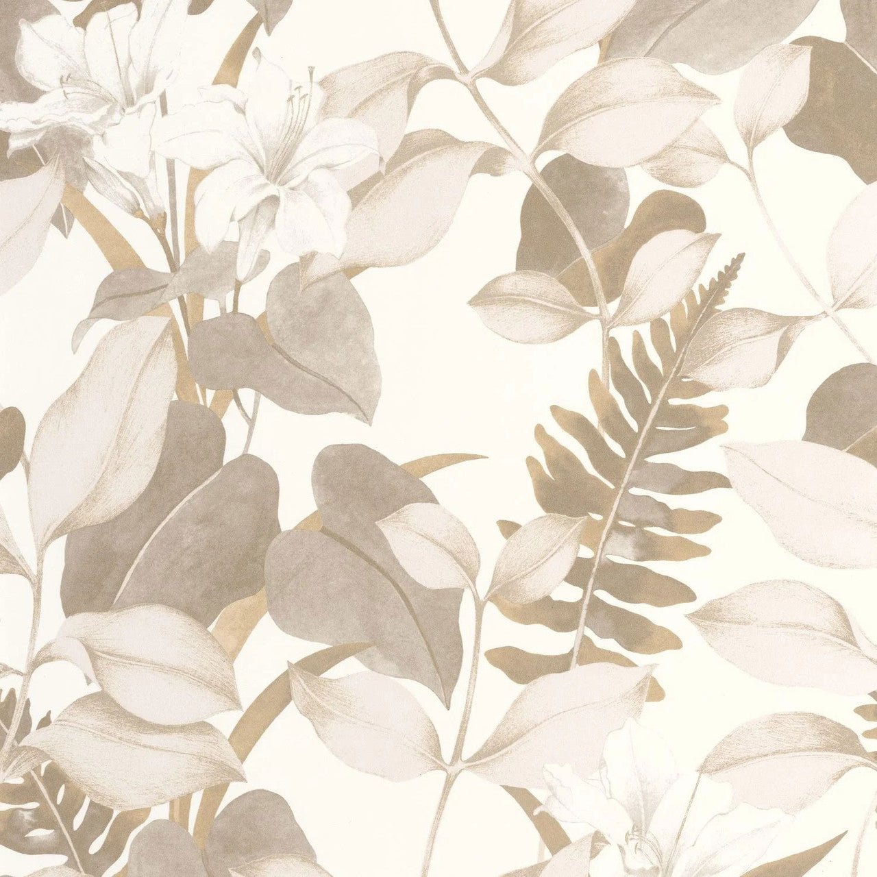 Royal Lily Soliflore Wallpaper - Ficelle - Casadeco - 200261303 - Premier Wallcovering