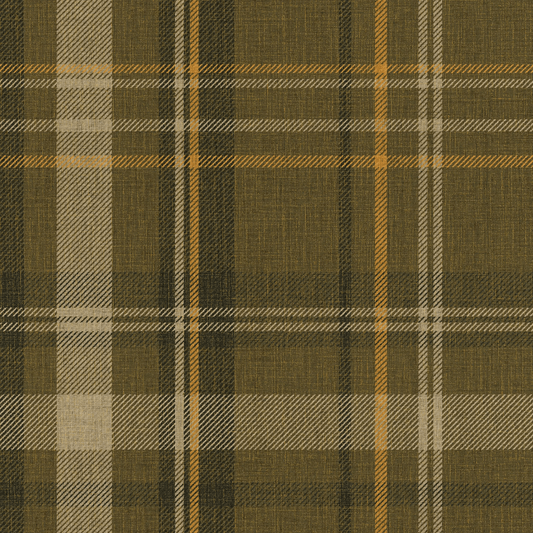 Royal Tartan Wallpaper - Rich Olive, Ochre and Mustard - Lucie Annabel - LAN100457 - Premier Wallcovering