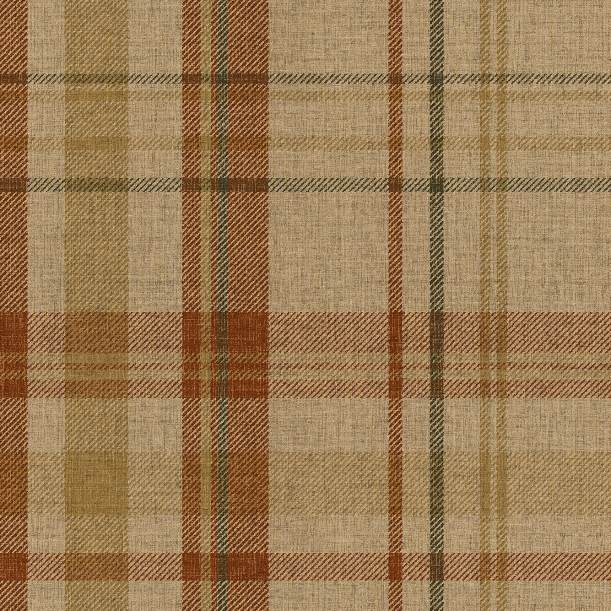 Royal Tartan Wallpaper - Caramel, Hazelnut and Green - Lucie Annabel - LAN100452 - Premier Wallcovering