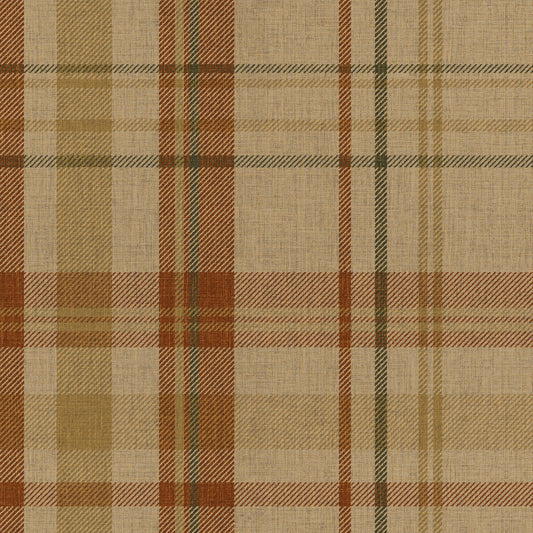 Royal Tartan Wallpaper - Caramel, Hazelnut and Green - Lucie Annabel - LAN100452 - Premier Wallcovering