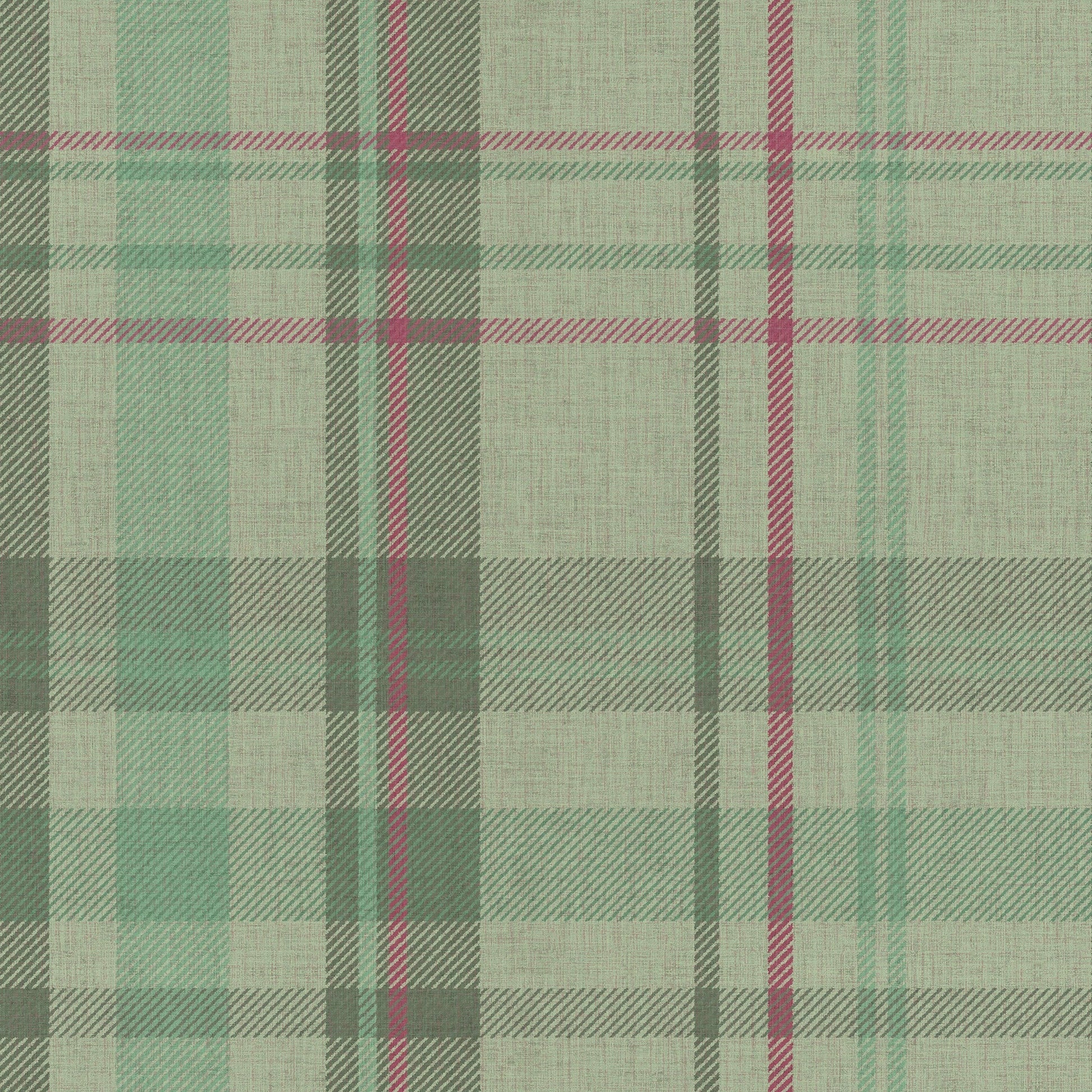 Royal Tartan Wallpaper - Mint, Green and Berry - Lucie Annabel - LAN100454 - Premier Wallcovering