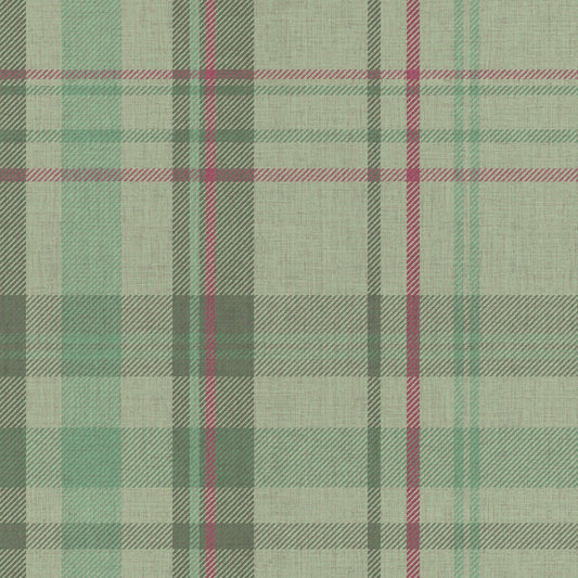 Royal Tartan Wallpaper - Mint, Green and Berry - Lucie Annabel - LAN100454 - Premier Wallcovering