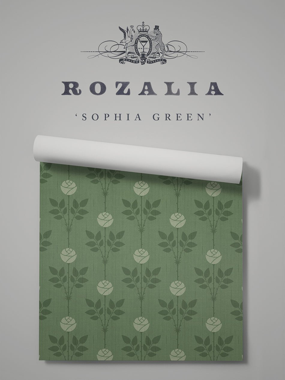 Rozalia Wallpaper - Sophia Green - Divine Savages - DVS088-ROZA-GREEN-WR - Premier Wallcovering