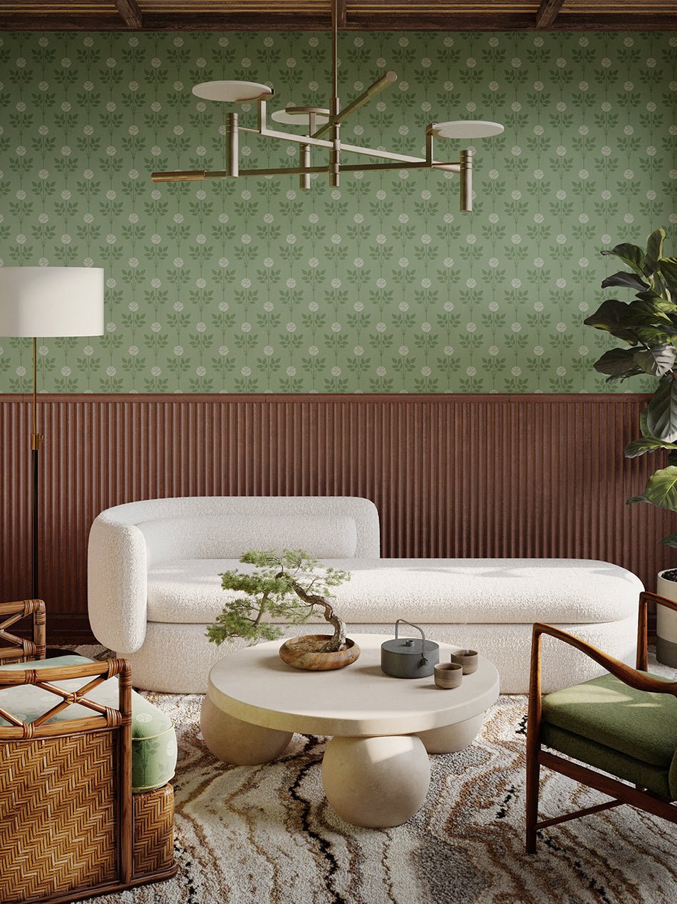 Rozalia Wallpaper - Sophia Green - Divine Savages - DVS088-ROZA-GREEN-WR - Premier Wallcovering