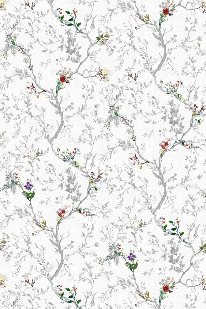 Ruskin Floral Wallpaper - Frost - Timorous Beasties - RUS/RSF/MICA/03 - Premier Wallcovering