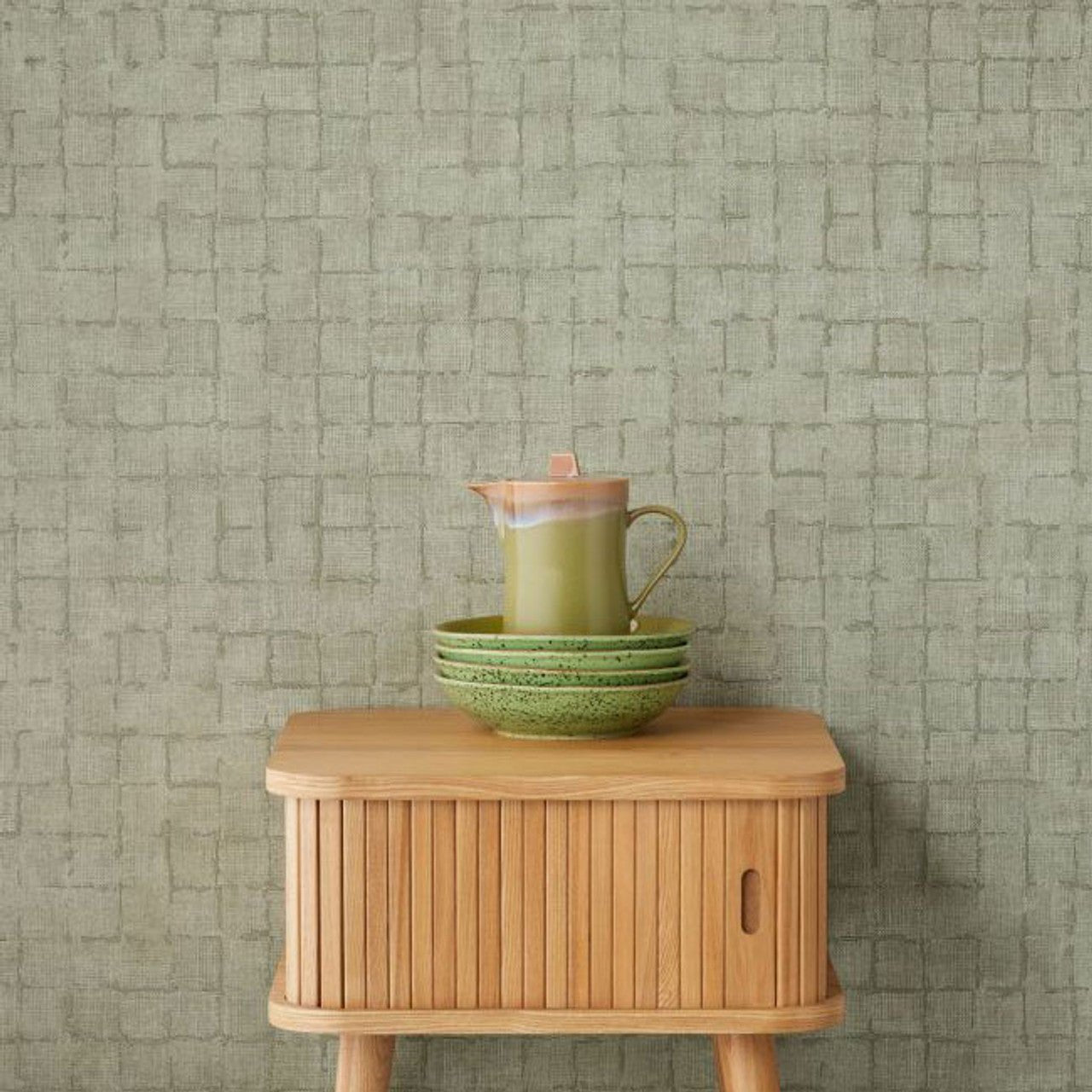 Rustic Check Emerald Wallpaper - Sage - Eijffinger - 333454 - Premier Wallcovering