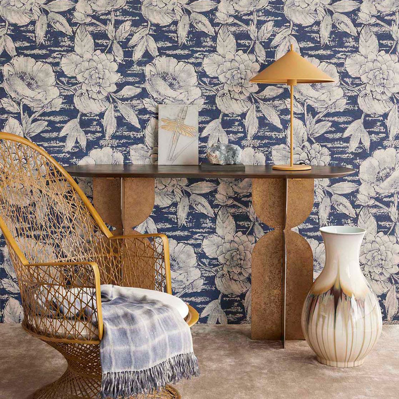 Rustic Floral Emerald Wallpaper - Indigo - Eijffinger - 333414 - Premier Wallcovering