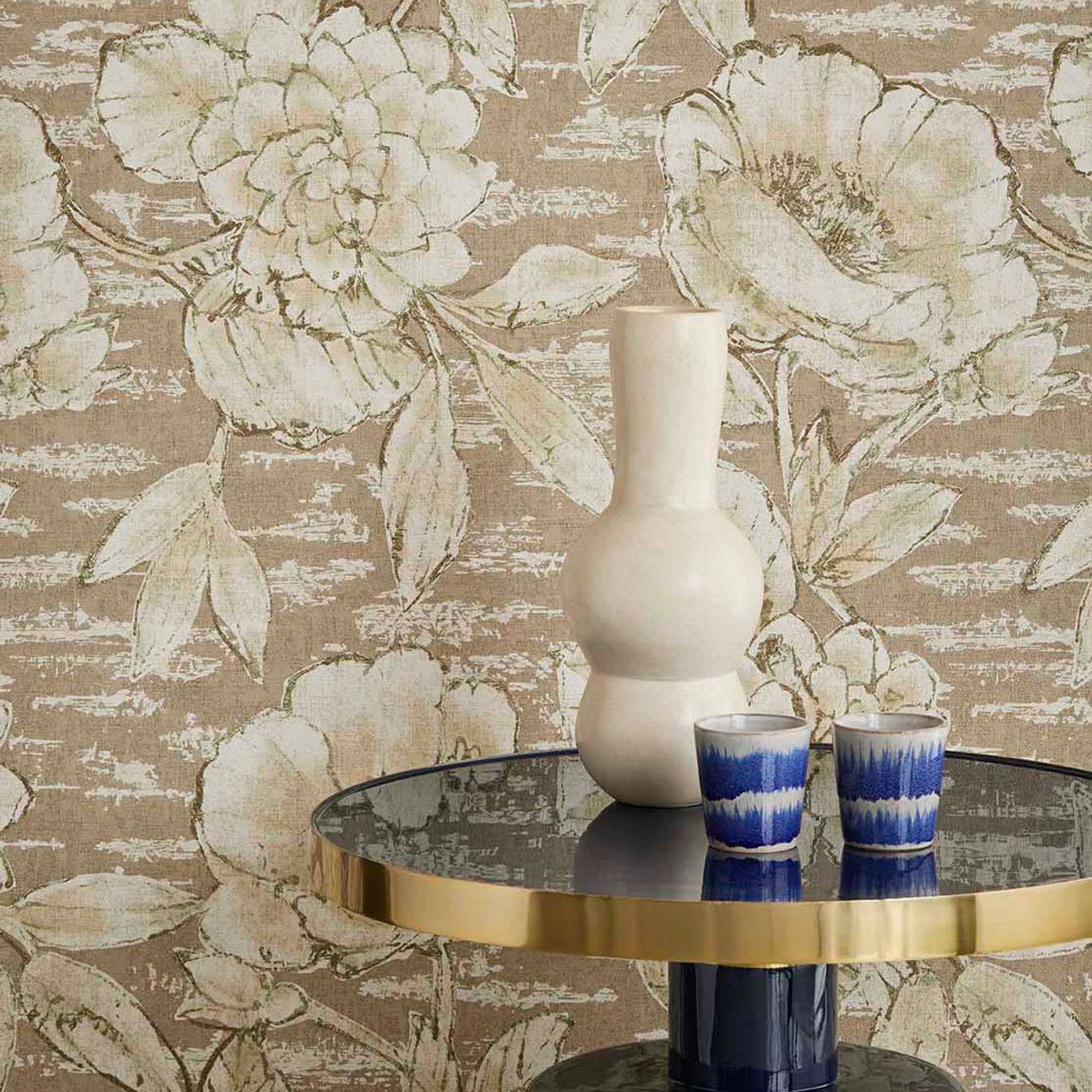 Rustic Floral Emerald Wallpaper - Khaki - Eijffinger - 333412 - Premier Wallcovering