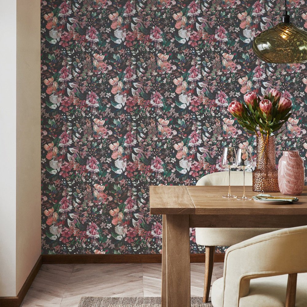 Rustic Romantic Floral Wallpaper - Multi - Next - 125451 - Premier Wallcovering