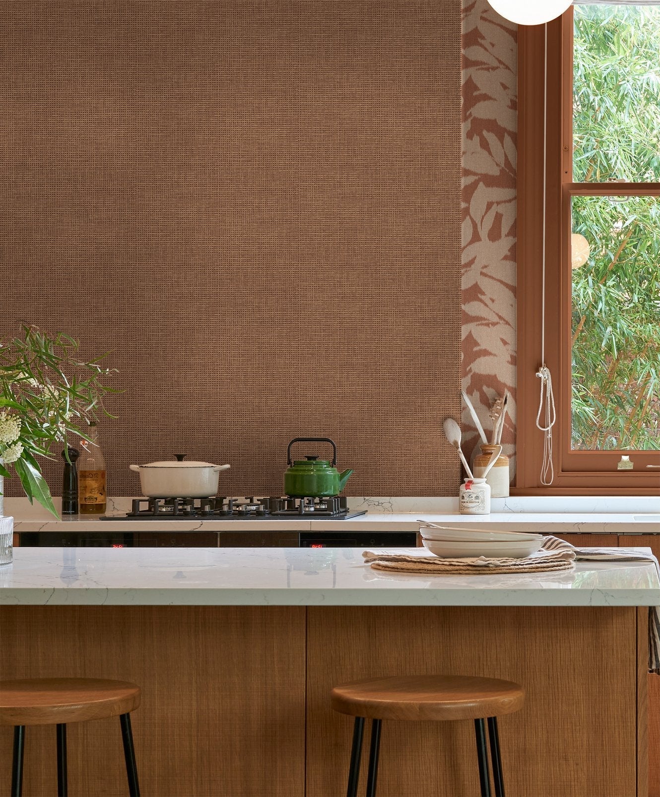 Rustic Weft Wallpaper - Clay - Graham & Brown - 124091 - Premier Wallcovering