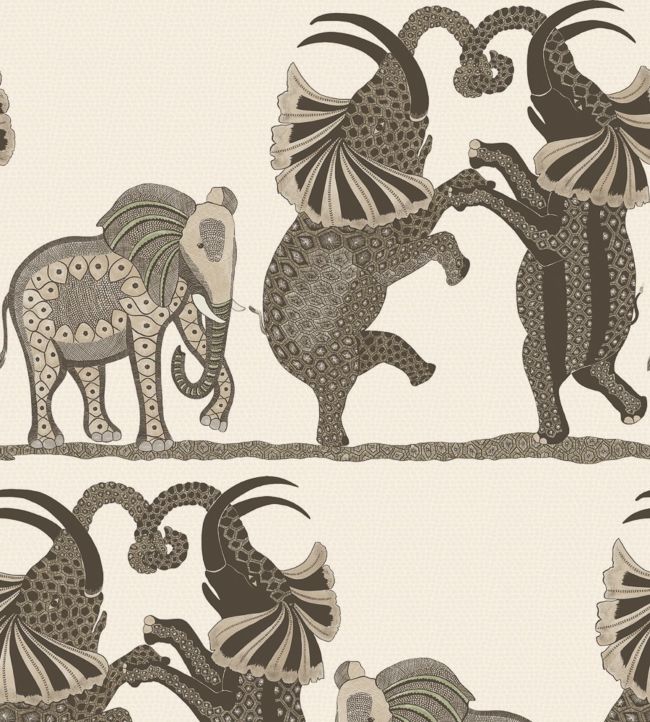 Safari Dance Wallpaper - Linen & Charcoal on Parchment - 109/8036 - Cole & Son - Premier Wallcovering
