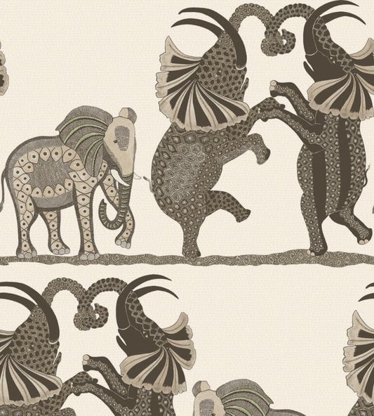 Safari Dance Wallpaper - Linen & Charcoal on Parchment - 109/8036 - Cole & Son - Premier Wallcovering