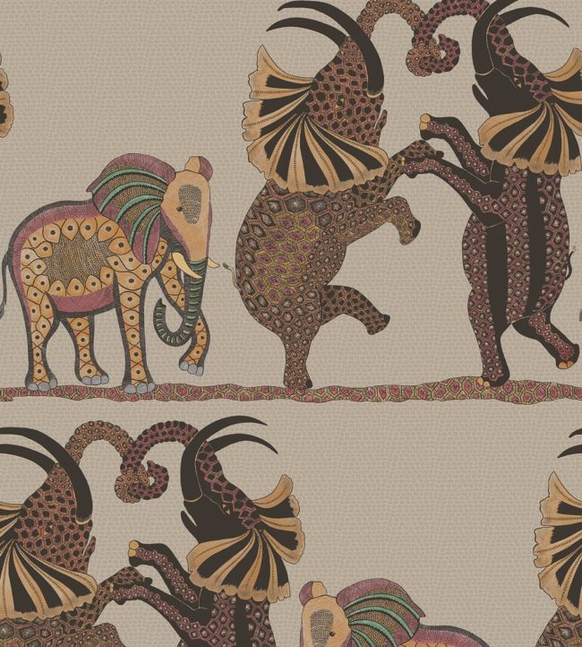 Safari Dance Wallpaper - Ginger & Red on Linen - 109/8038 - Cole & Son - Premier Wallcovering