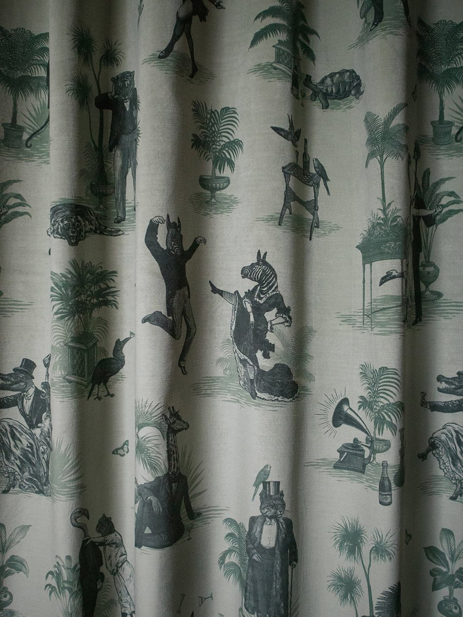 Safari Soirée Recycled Velvet Fabric - Forest Mist - Divine Savages - DVS056-SAF-FOR-VEL - Premier Wallcovering