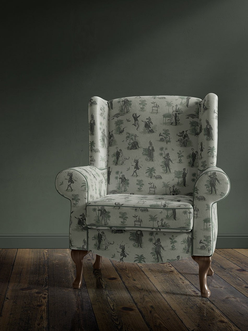 Safari Soirée Recycled Velvet Fabric - Forest Mist - Divine Savages - DVS056-SAF-FOR-VEL - Premier Wallcovering