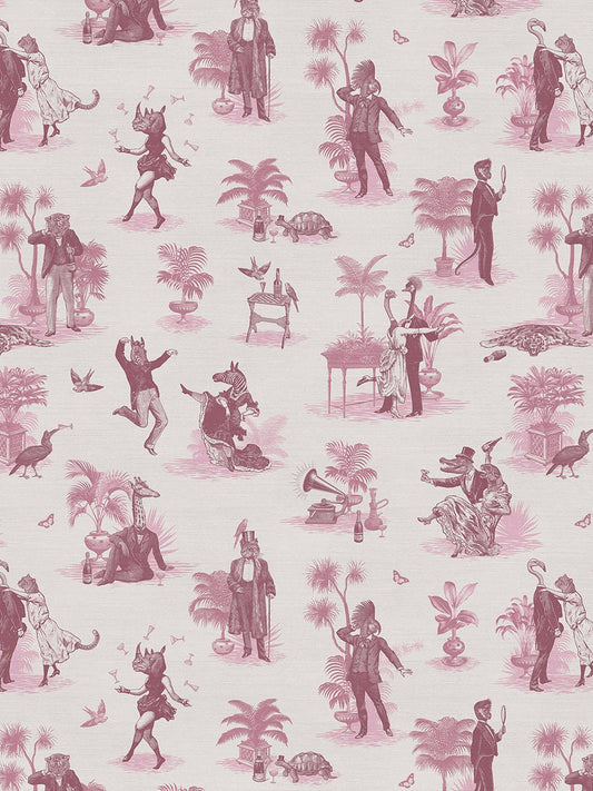 Safari Soirée Recycled Velvet Fabric - Rouge - Divine Savages - DVS016-SAF-RG-VEL - Premier Wallcovering
