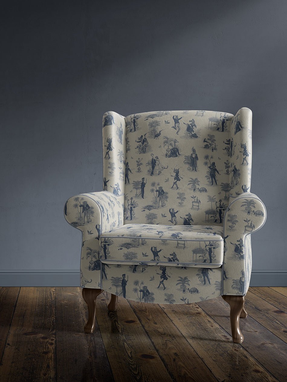Safari Soirée Recycled Velvet Fabric - Heron Blue - Divine Savages - DVS101-SAF-HEROBL-VEL - Premier Wallcovering