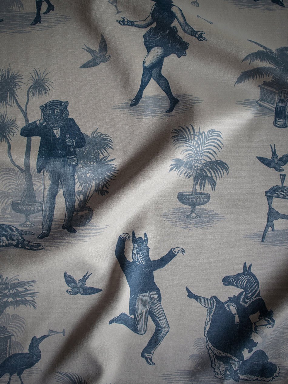 Safari Soirée Recycled Velvet Fabric - Heron Blue - Divine Savages - DVS101-SAF-HEROBL-VEL - Premier Wallcovering