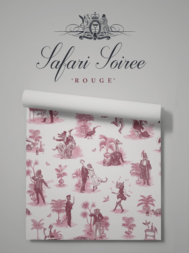 Safari Soiree Wallpaper - Rouge - Divine Savages - DVS016-SAF-RG-WR - Premier Wallcovering