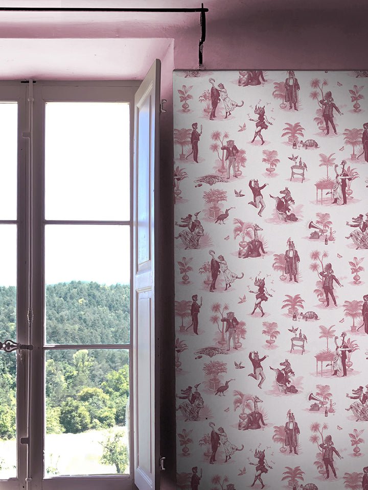 Safari Soiree Wallpaper - Rouge - Divine Savages - DVS016-SAF-RG-WR - Premier Wallcovering