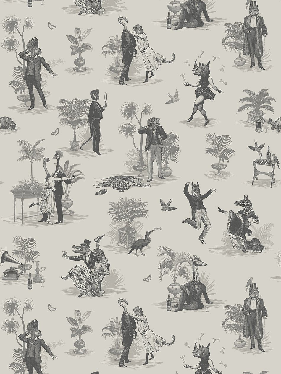 Safari Soiree Wallpaper - Soft Charcoal - Divine Savages - DVS100-SAF-CHAR-WR - Premier Wallcovering