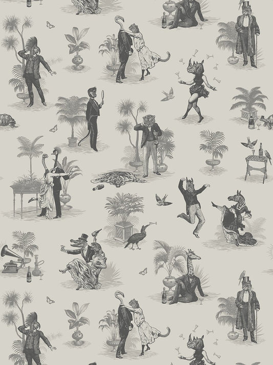 Safari Soiree Wallpaper - Soft Charcoal - Divine Savages - DVS100-SAF-CHAR-WR - Premier Wallcovering