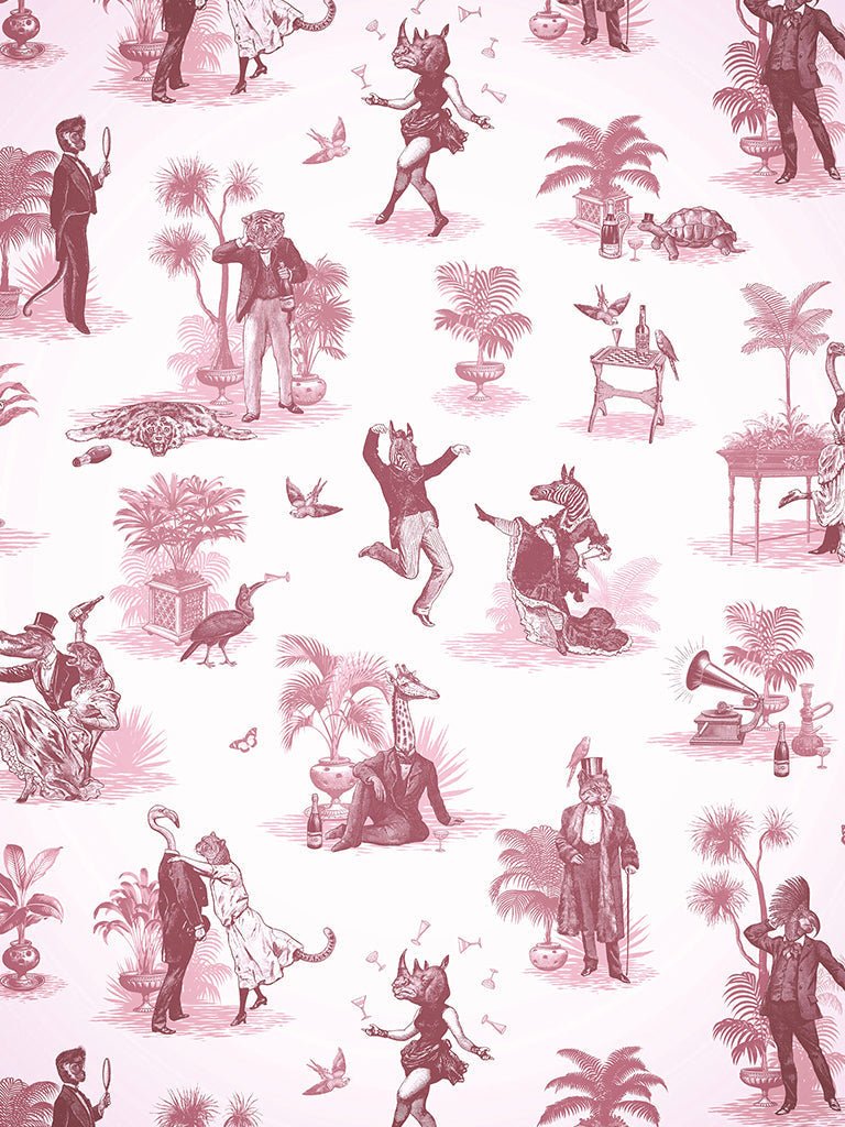 Safari Soiree Wallpaper - Rouge - Divine Savages - DVS016-SAF-RG-WR - Premier Wallcovering