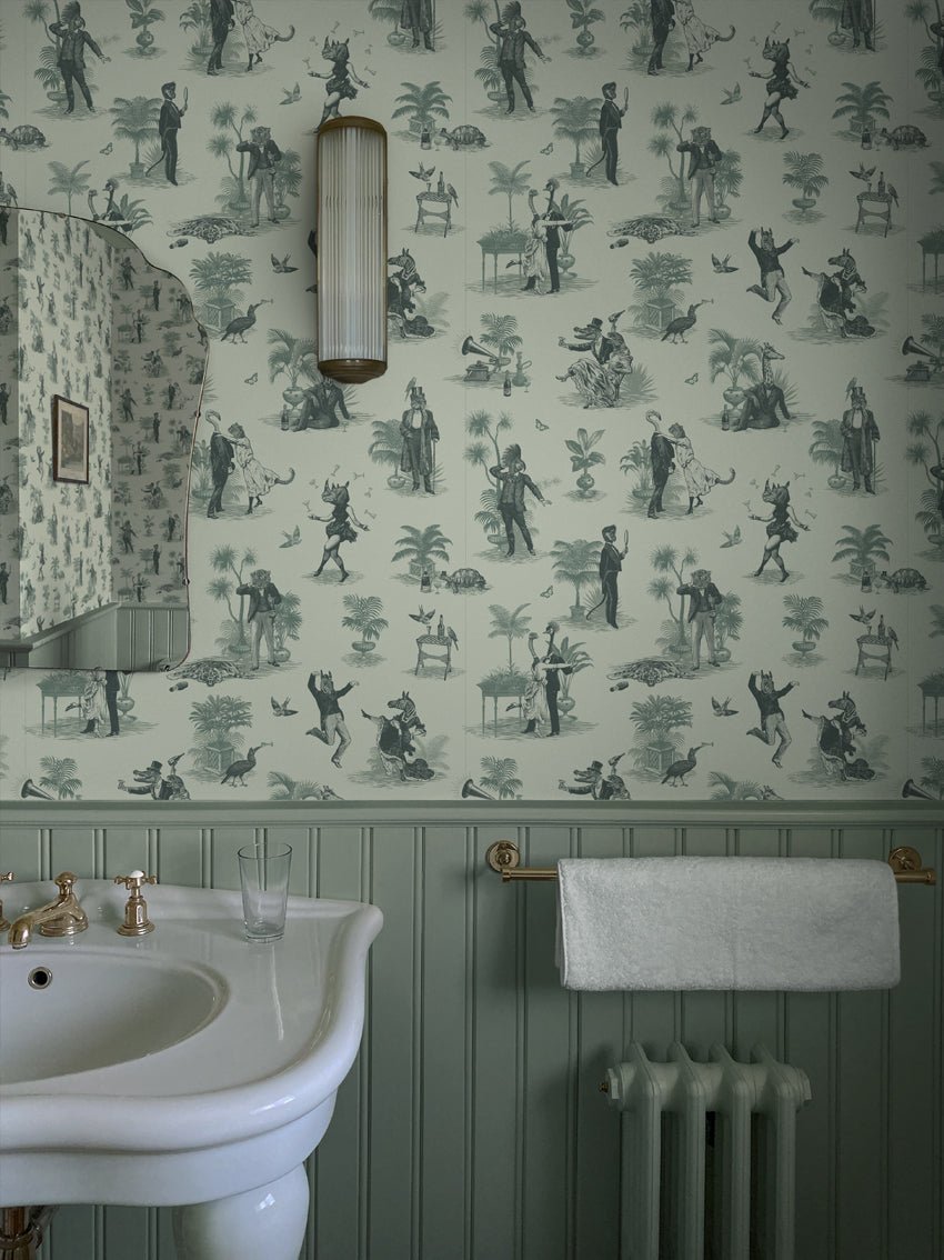 Safari Soiree Wallpaper - Forest Mist - Divine Savages - DVS056-SAF-FOR-WR - Premier Wallcovering