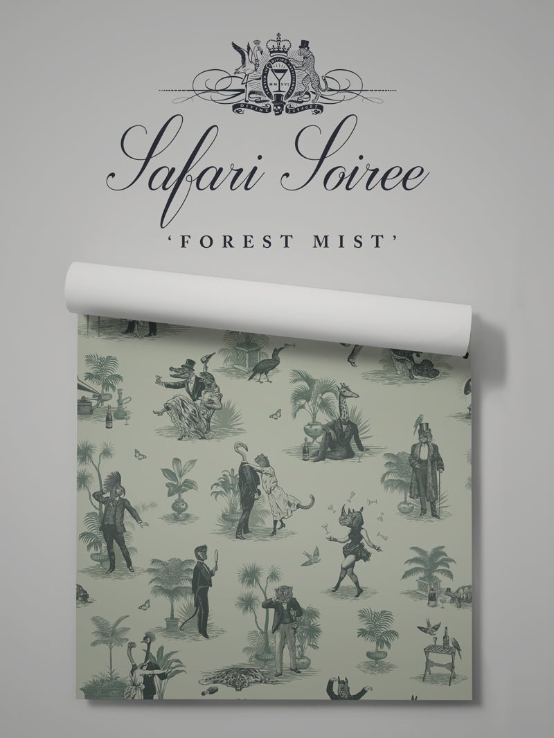 Safari Soiree Wallpaper - Forest Mist - Divine Savages - DVS056-SAF-FOR-WR - Premier Wallcovering